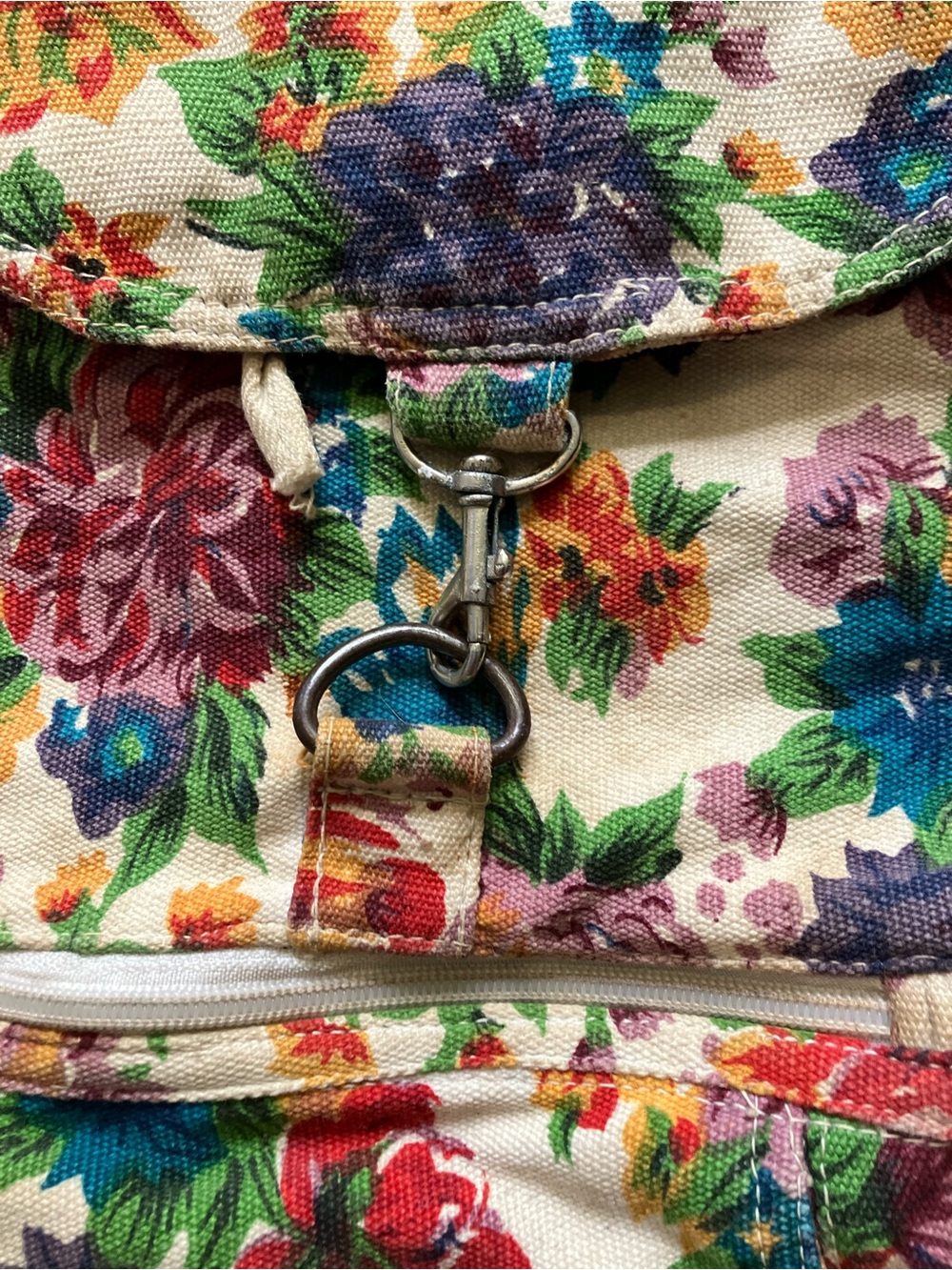 Vintage Floral Print Canvas Backpack Drawstring Travel Rucksack Bag - Picture 2 of 13